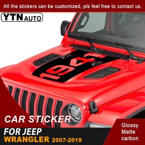 Auto Sticker Bonnet Hood Scoop 1941 Woorden Streep Grafische Vinyl Cool Decal Accessoires voor Jeep Wrangler JL Rubicon 2007-2019