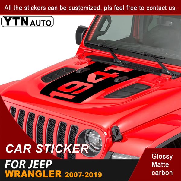 Auto Sticker Motorkap Hood Scoop 1941 Woorden Streep Grafisch Vinyl Cool Decal Accessoires Voor Jeep Wrangler JL Rubicon 2007-2019