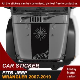 Auto Sticker Hood Scoop Campass Moutain Grafische Vinyl Car Decals Fit voor Wrangler Rubicon of Sport of Sahara 4doors of 2doors