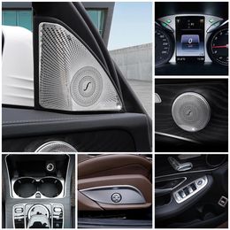 Calcomanía para puerta interior de coche, altavoz de Audio, Panel de cambio de marchas, cubierta embellecedora para reposabrazos de puerta para Mercedes Benz Clase C W205 GLC X205, accesorios 203b