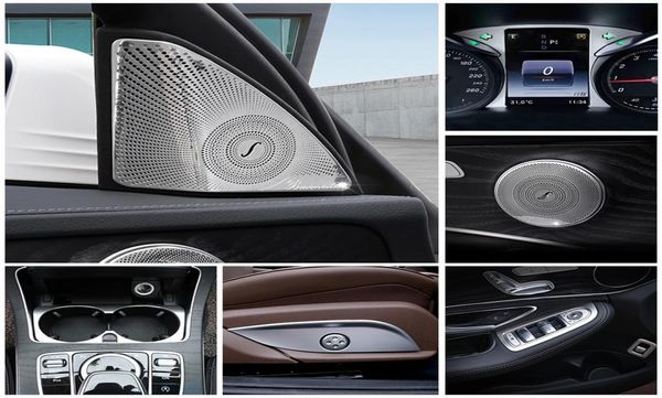 Autocollant de voiture Porte intérieure o haut-parleur GearShift Panneau Panneau Accessoire Article de couverture pour Mercedes Benz C Classe W205 GLC X205 ACCESSOIRES9763346