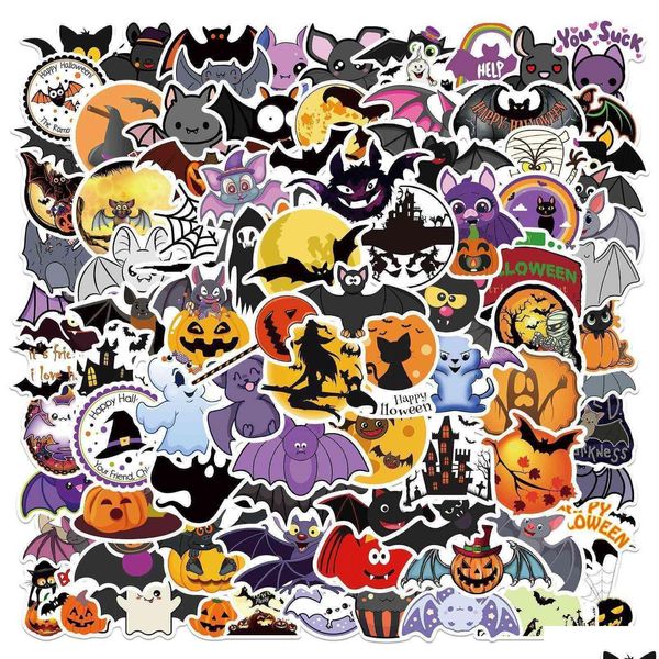 Autocollants De Voiture 10/50/100Pcs Chauve-Souris Halloween Horreur Chiroptera Graffiti Autocollants Bricolage Étanche Valise Ordinateur Portable Scooter Réfrigérateur Ca Dhorw