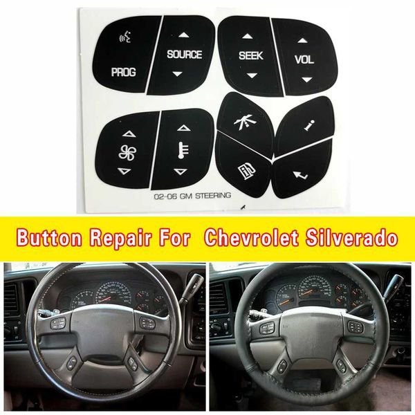 Pegatinas para coche, 10 juegos de pegatinas de reparación de botones del panel del volante, calcomanías de repuesto para Chevrolet GMC Silverado Avalanche Suburban Tahoe 2003-2006