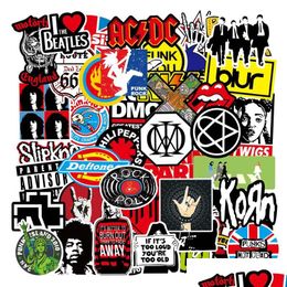 Auto -stickers 100 stcs/perceel retro band rocksticker muziek graffiti jdm stickers naar diy gitaar motorfiets laptop lage skateboard auto sneeuw dhxzy dhxzy