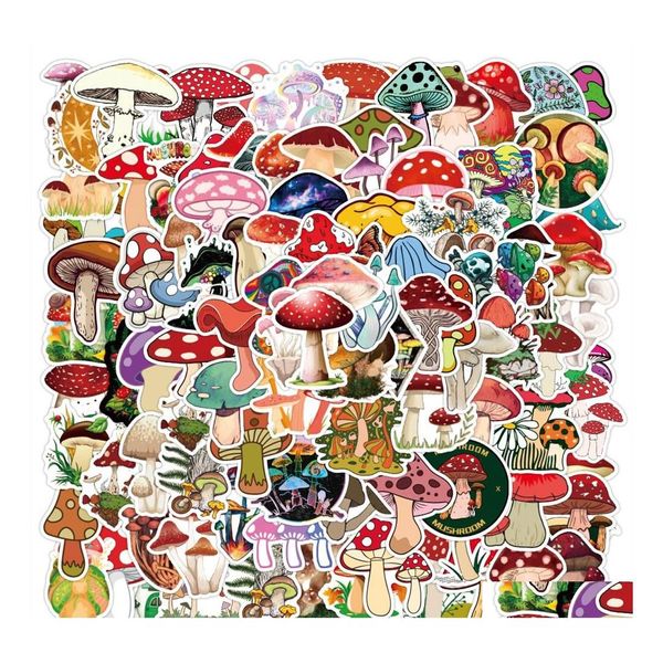 Autocollants de voiture 100pcs / lot Vente champignon mignon pour ordinateur portable Skateboard Notebook Lage Bouteille d'eau Stickers Enfants Cadeaux Drop Livraison Mobiles Dh4Pv