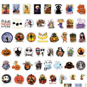 Autocollants de voiture 100pcs / lot vente en gros dessin animé Halloween autocollant imperméable sans doublon pour casque de planche à roulettes autocollants de bouteille d'ordinateur portable Dr Dhnt9