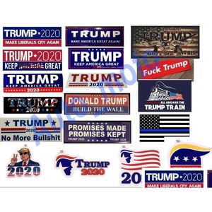 Autocollants de voiture 18 types de nouveaux styles Trump 7.6x22.9 cm Flag d'autocollant de pare-chocs Keep make America excellent décalage pour les véhicules stylisés Drop de Ottyaj