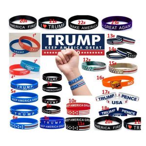 Autostickers 23 types Trump maken Amerika weer weer letter Letter Sile Sile Polsband Rubber Bracelet Supporters Armbanden Basketbal Drop Delive Otsig