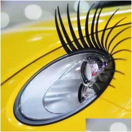 Autocollants de voiture 2pcs / lot 3D charmant noir faux cils faux cils autocollant voiture phare décoration drôle décalque pour Beetle Drop Del Dhqdh