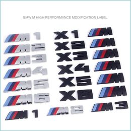 Autostickers 2 stks m1 m3 m5 x1m x x5m m135i logo auto badges zijkant achter marker lichaam sticker styling decoratie accessoires voor 1 3 5 g0 dhkxd