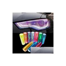 Autocollants de voiture 30 cm de largeur 100 cm de longueur brillant caméléon style phares feux arrière film translucide lumières livraison directe extérieure Aut Dhtqg