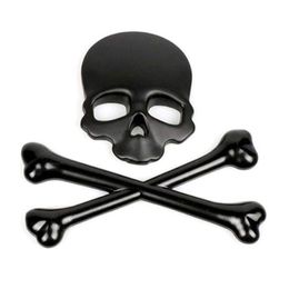 Autostickers 3D Skl Metal Skeleton Crossbones Sticker Emblem Badge Styling Motor Accessoires-Goud Zwart Sier Kleur Drop Delivery Autom Dhjus