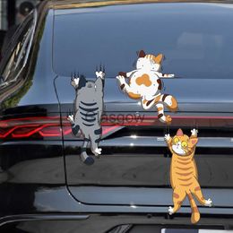 Autocollants de voiture 3X Funny Pet Cat Autocollant De Voiture Escalade Chats Animal Styling Autocollants Décoration De Carrosserie Creative Decal Car Auto Decor Accessoires x0705