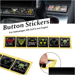 Auto Stickers 4 stks/set Grappige Interieur Accessoires Knop Schakelaar Decoratieve Decals Voor Vw Golf 6 Sagitar Auto-Styling Drop levering Mob Dhwzr