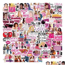 Autostickers 50 stuks Amerikaanse klassieke films Mean Girls schattig roze Iti kinderen speelgoed skateboard motorfiets fiets sticker stickers drop leveren Ott1N
