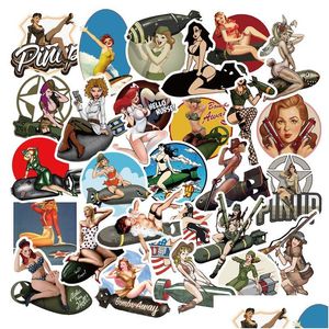 Autocollants de voiture 50pcs Bomb Girl Vintage Pin Up Pack Non aléatoire Iti Bike Lage Autocollant Ordinateur portable Skateboard Moteur Bouteille d'eau Decal Drop de Dhbei