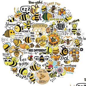 Autocollants de voiture 50pcs mignon abeille jaune inspirant petit animal graffiti enfants jouet planche à roulettes moto vélo autocollant décalcomanies drop d dhdzd