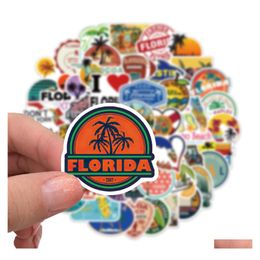 Auto -stickers 50 stks Florida Outdoor Scenery Non -Random for Bike Lage Sticker Laptop Skateboard Motor Waterfles Snowboard Wand Sticker Dhmgk