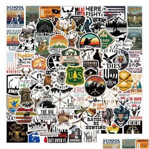 Autocollants de voiture 50pcs Forest Go Hunting Cam Stickers Autocollant sur sac à dos moto bouteille d'eau ordinateur portable skateboard livraison directe Dhdmp