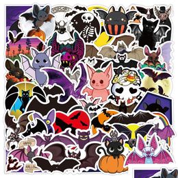 Pegatinas de coches 50 unids Halloween lindo murciélago dibujos animados monopatín portátil bicicleta diy clásico juguete calcomanías pegatina gota entrega móviles motorcy dhfar