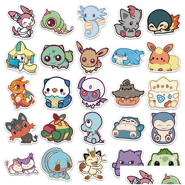 Autocollants de voiture 50pcs Kawaii animaux mignons ordinateur portable valise skateboard guitare dessin animé livraison directe automobiles motos accès extérieur Dhkfq