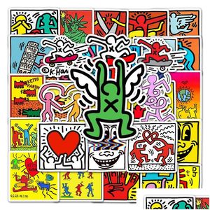 Autostickers 50 stuks Keith Haring waterdichte sticker voor sticker laptop motorfiets lage snowboard iti decoratie drop levering mobiles M Dhd8P