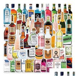 Autocollants de voiture 50pcs / lot drôle de dessin animé bière champagne autocollant bouteille d'alcool iti pour skateboard ordinateur portable Lage réfrigérateur téléphone style décalque D Otdul