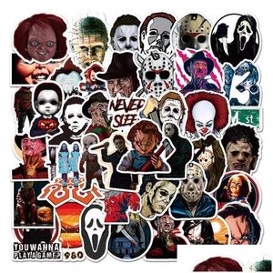 Pegatinas de coche 50 Unids / lote Película de terror Killer Role Skateboard Lage Laptop Impermeable Pvc Scrapbooking Halloween Graffiti Sticker Calcomanías Dhtxb