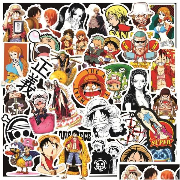 Autocollants de voiture 50pcs / lot One Piece Luffy Autocollant Notebook Moto Skateboard Ordinateur Mobile Téléphone Dessin animé Toy Trunk Drop Livraison AU Otrjg