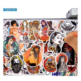 Autostickers 50 stks Sexy Beauty Tattoo Girl Princess Style Pack voor doe -het -zelf -telefoon Laptop Lage Guiters Skateboard Bike Sticker Drop Lever DH1EU