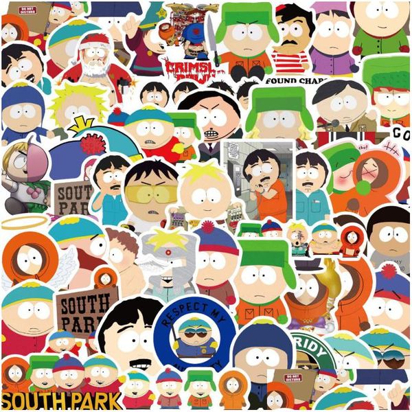 Pegatinas de coche 50 unids South Park Figura de dibujos animados Graffiti Niños Juguete Monopatín Teléfono Laptop Lage Etiqueta Calcomanías Drop Entrega Móviles Mot Dh0X3