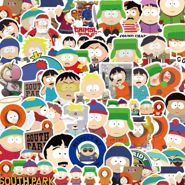 Autocollants de voiture 50 pièces South Park dessin animé Figure Graffiti enfants jouet Skateboard téléphone ordinateur portable Lage autocollant décalcomanies livraison directe Mobiles Mot Dhdns