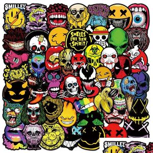 Auto Stickers 50 Stuks Spooky Halloween Sticker Horror Gezicht Graffiti Voor Diy Lage Laptop Skateboard Motorfiets Fiets Drop Levering Mob Dh6Ku