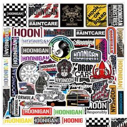 Autocollants de voiture 52pcs Hoonigan Hoonigancar JDM Racing Iti pour bricolage Lage ordinateur portable planche à roulettes moto vélo autocollant livraison directe Automob Oteql