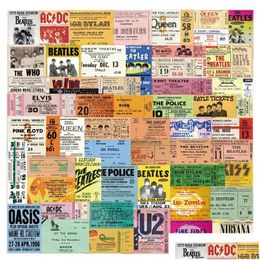 Auto Stickers 55 Stks/partij Classic Rock Band Vintage Tickets Graffiti Sticker Voor Laptop Motorfiets Skateboard Luagage Decal Gitaar Drop Dhhm9