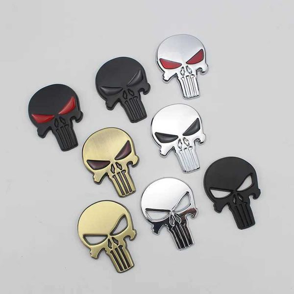 Autocollants de voiture 8 couleurs Style de voiture 3D ALLIAGE ZINC Metal Skull Stickers Cool Motorcycle Truck Badge Emblem Decal Accurettes Motorbike T240513