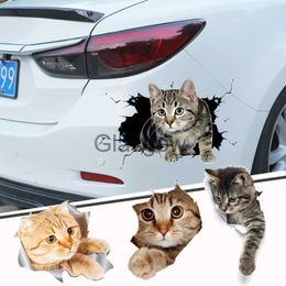 Autocollants de voiture Autocollants de voiture Creative 3D Cat Funny Car Body Scratch Masking Stickers Animal Styling Stickers Décoration Accessoires de voiture x0705