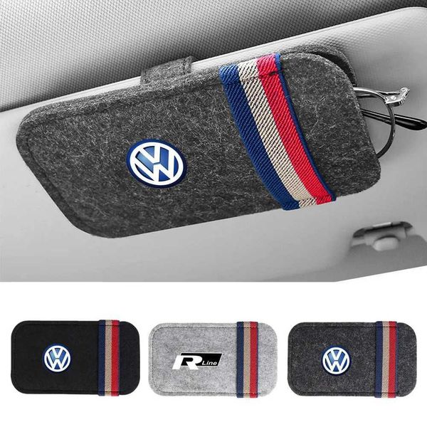 Autocollants automobiles Lunettes de soleil Car Lunettes Organisateur Sac de lunettes de lunettes Clip de rangement pour VW Volkswagen Rline Golf CC GTI TIGUAN PASSAT ACCESSOIRES T240513