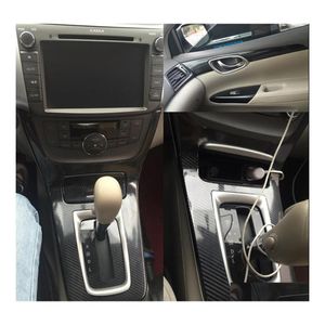 Autocollants de voiture Carstyling 3D5D Intérieur en fibre de carbone Console centrale Changement de couleur Autocollant de moulage Autocollants pour Nissan Sentra Sylphy 2012 Dhz2Q