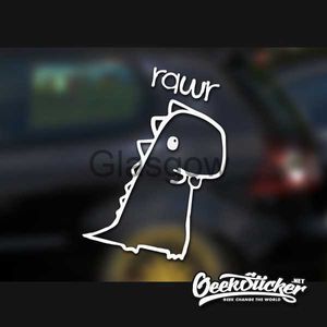 Autocollants de voiture dessin animé mignon dinosaure étanche réfléchissant universel corps vinyle avertissement autocollant moto forme de voiture livraison directe Tyrannosauru x0705