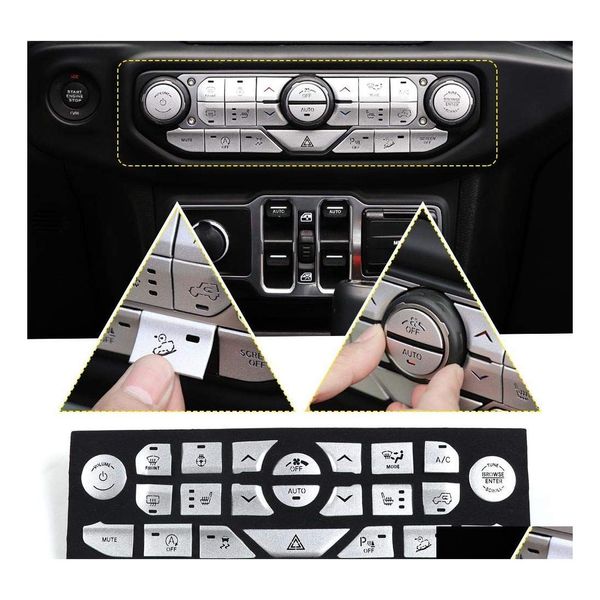 Autocollants De Voiture Center Console Bouton Panneau Garniture Er Pour Jeep Wrangler Jl Illimité Drop Delivery Mobiles Motos Extérieur Accessoire Dhfxc