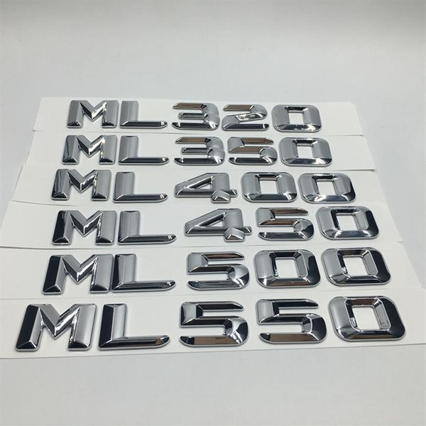 Pegatinas de coche cromadas ML320 ML350 ML400 ML450 ML500 ML550 emblema del maletero trasero letras para Mercedes Benz ML Class257y