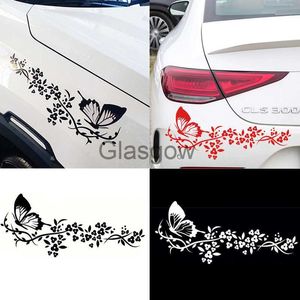 Pegatinas de coche Flor de mariposa voladora Calcomanía de coche Resistente al agua Puerta de coche Etiqueta de ventana Decoración Alta adherencia CarStyling Pegatinas de vinilo x0705