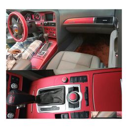 Pegatinas de coche para A6 C6 20052011 Carstyling 3D 5D Fibra de carbono Interior Consola central Cambio de color Moldura Etiqueta Calcomanías Drop Deliv Dhiol