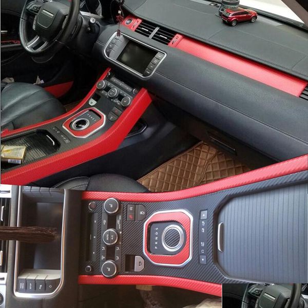 Pegatinas de coche para Land R Range Evoque Interior Panel de control central Manija de la puerta Calcomanías de fibra de carbono Accesorio de estilo Drop Delivery DHBVR