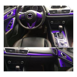 Autocollants de voiture pour Mazda 3 Axela 2013 panneau de commande central intérieur poignée de porte 3D/5D décalcomanies en Fiber de carbone accessoire de style Drop Del Dhram