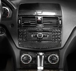 Autocollants de voiture pour Mercedes classe C W204, garniture intérieure en fibre de carbone, sortie CD, panneau de commande Central de climatisation et décalcomanies 4615828