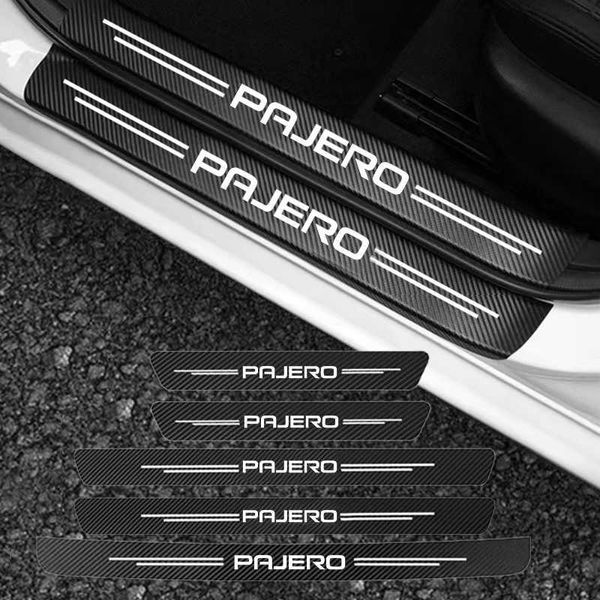 Pegatinas de coche para Mitsubishi PAJERO, diseño de fibra de carbono, umbral de puerta de coche, pegatina protectora, accesorios para automóvil