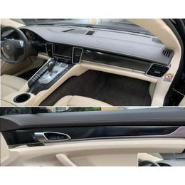 Autoaufkleber für Porsche Panamera 2010 Innenraum Zentrales Bedienfeld Türgriff Kohlefaser-Abziehbilder Styling Accessorie1004876 Drop D Dh2Nx