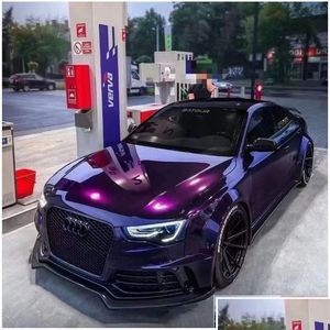 Autocollants de voiture brillante peinture métallique à minuit en vinyle violet en vinyle adhésif film autocollant noir feuille de glace de glace noir